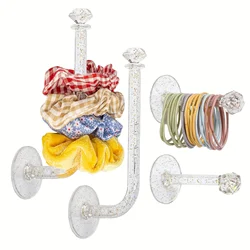Clear Acrylic Headband Display Rack, Scrunchie Organizer Stand Holder with Hair Accessories Storage Shelf for Headbands