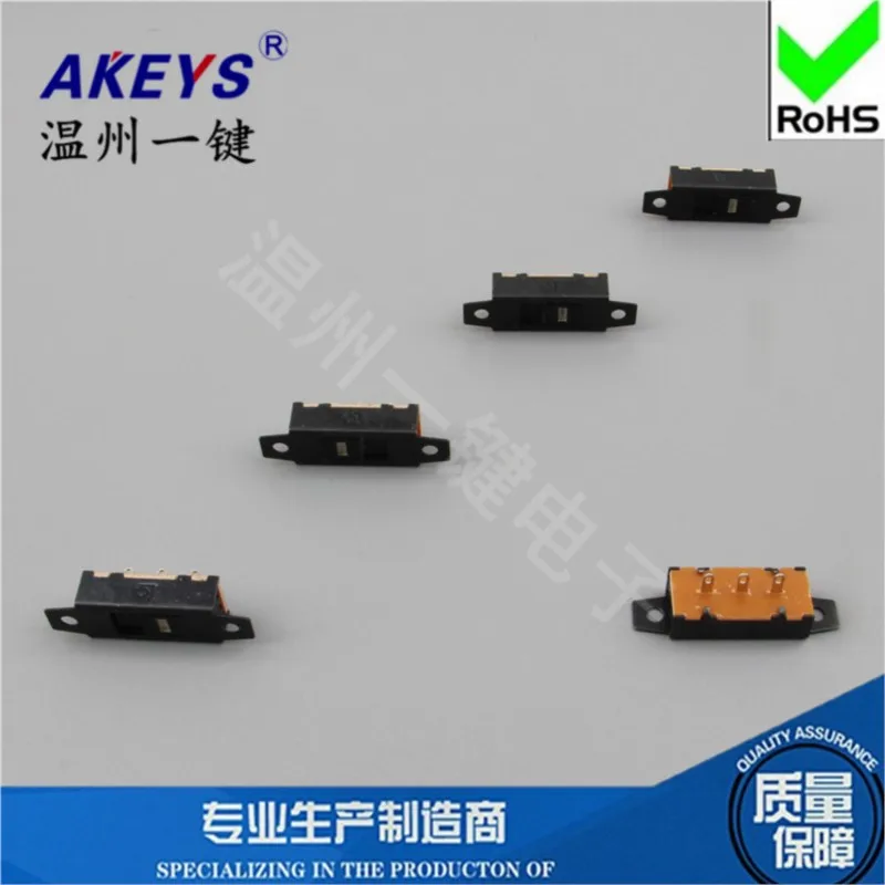 10pcs SS-12J01(1P2T) 0 height  Vertical slide switch  Three-legged single row Toggle switch without head handle