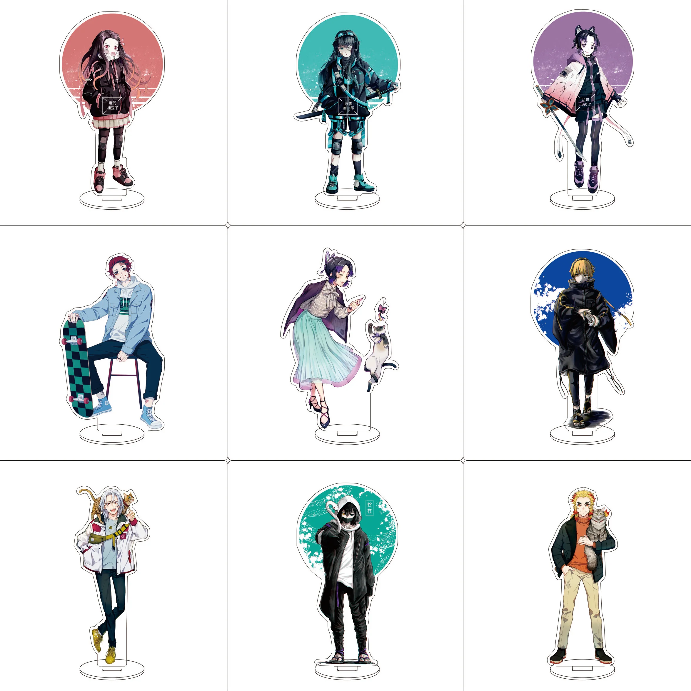 Anime Demon Slayer Stand Ornaments Kamado Tanjirou Kamado Nezuko Agatsuma Zenitsu Kochou Shinobu Figure Stand Halloween Gifts