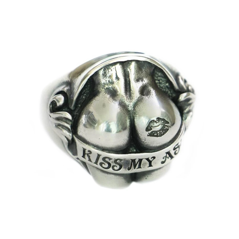 925 Sterling Silver Sexy Hips Buttocks Ring KISS MY ASS Ring TA148 US 7~15