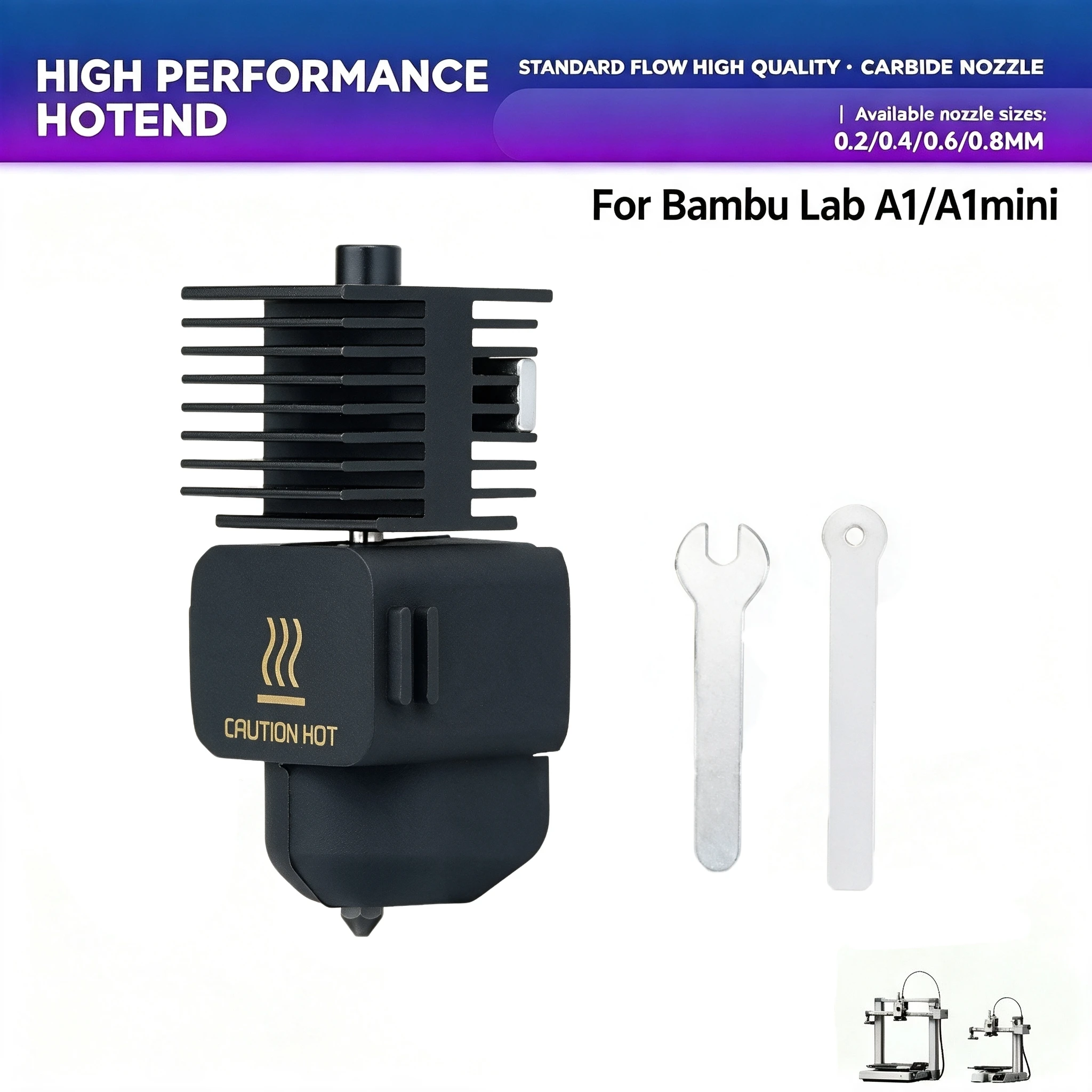 Upgrade Bambulab A1/A1 Mini Abnehmbare Gehärtete Stahl-Hotend 3D-Drucker Düsenbaugruppe