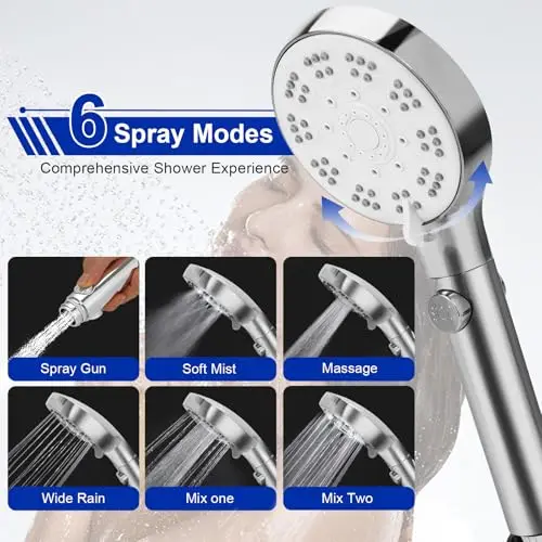 

6-Mode High-Pressure Handheld Shower Head With 79-Inch Hose, 8 Universal Adapters For Bathtub And Sink Faucets