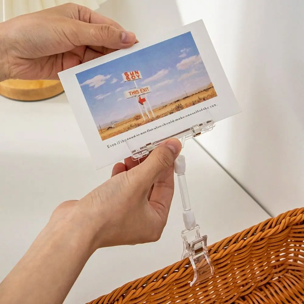 クリエイティブな調節可能なフォトクリップホルダー、マルチサイズの透明デスクトップメッセージホルダー、POPカードスタンド、スーパーマーケット向け