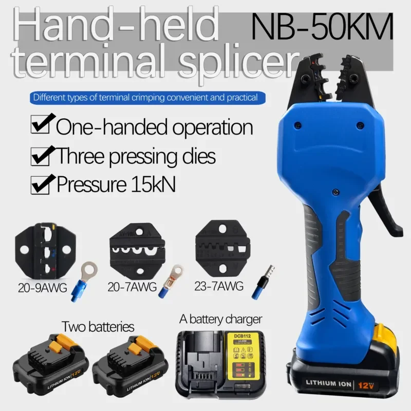 NB-50KM Handheld Carbon Steel Lithium Battery Crimping Clamp Electric Terminal Line Crimper
