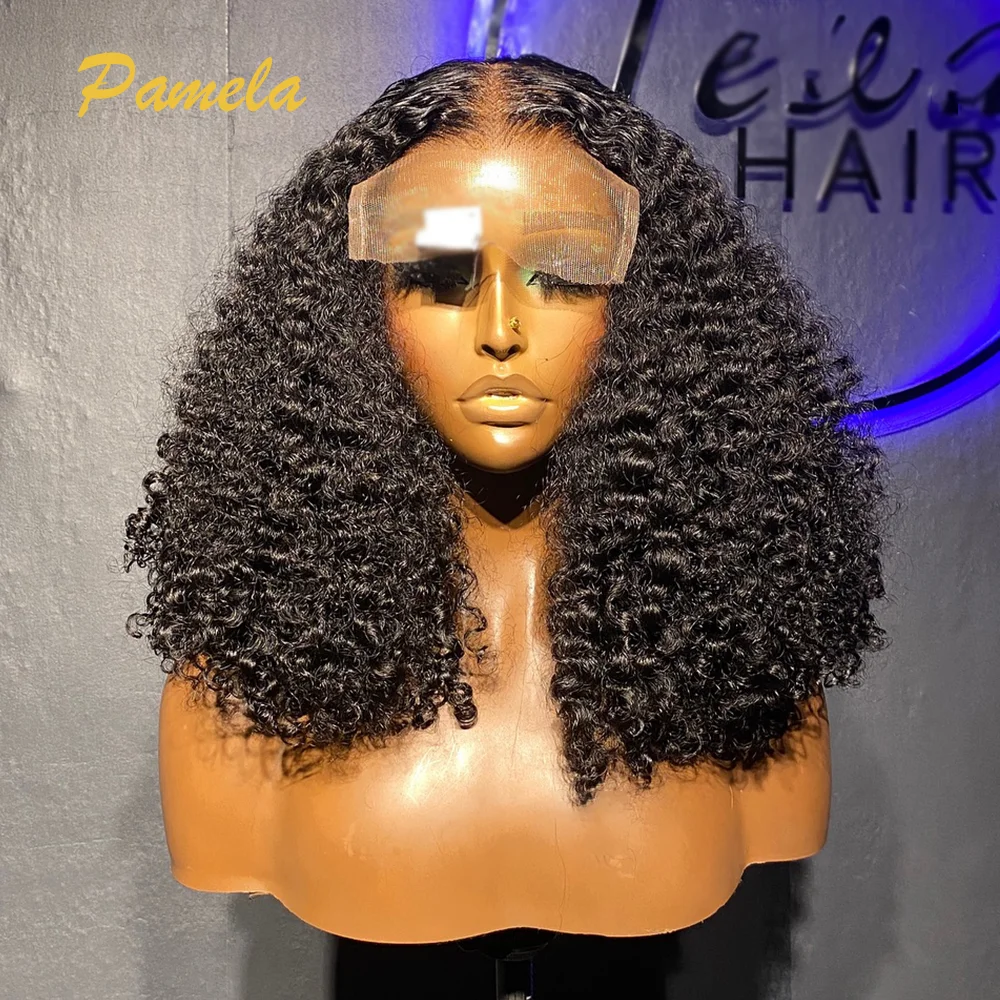 Brazilian 9x6 5x5 Curly Glueless Human Hair Wigs Wear And Go 250% High Density Curly Transparent Lace Frontal Wigs For Women