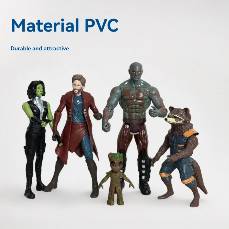 

5 Pcs Guardians Of The Galaxy Action Figures Set Groot Rocket Raccoon Collectible Statues Anime Themed Desk Model Gift For Fans