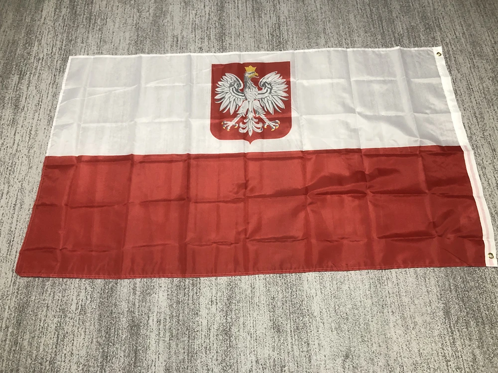 superonezxz flag Poland Emble Flag 90x150cm double penetration polyester hanging Poland Emble Flag Banner for decoration