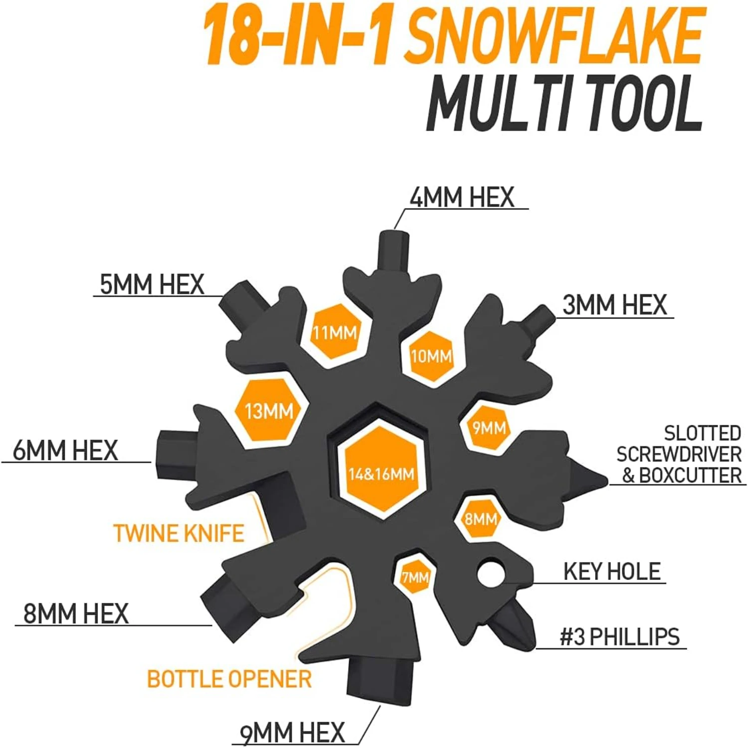 Multitool เกล็ดหิมะ 18-in-1 ที่เจ๋งและไม่ซ้ําใคร - ของขวัญคริสต์มาสที่สมบูรณ์แบบสําหรับผู้ชาย อุปกรณ์ตั้งแคมป์ที่ยอดเยี่ยมสําหรับสามีและคุณปู่ -