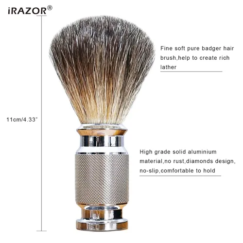 Imagen 2 del producto IBOR-brocha de afeitar de pelo de tejón puro con miel, soporte clásico hecho a mano con mango de aluminio sólido, cepillo de limpieza, buen regalo para hombres