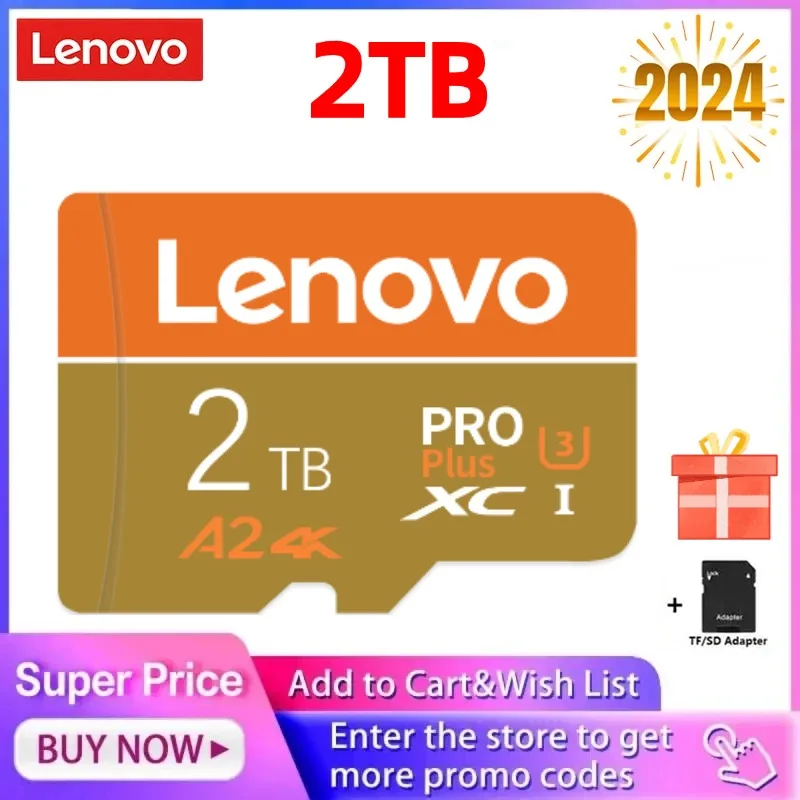 Lenovo การ์ดหน่วยความจำ SD 2TB สำหรับ Nintendo SWITCH V30 C10 Micro TF SD Card A2 128GB 512GB 1TB cartao de memoria สำหรับเกม Nintendo 64