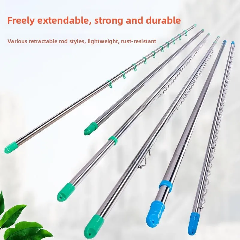 

Stainless Steel Retractable Clothesline Balcony No Drilling Required Outdoor Clothes Drying Rods Hanging Clothes Bar