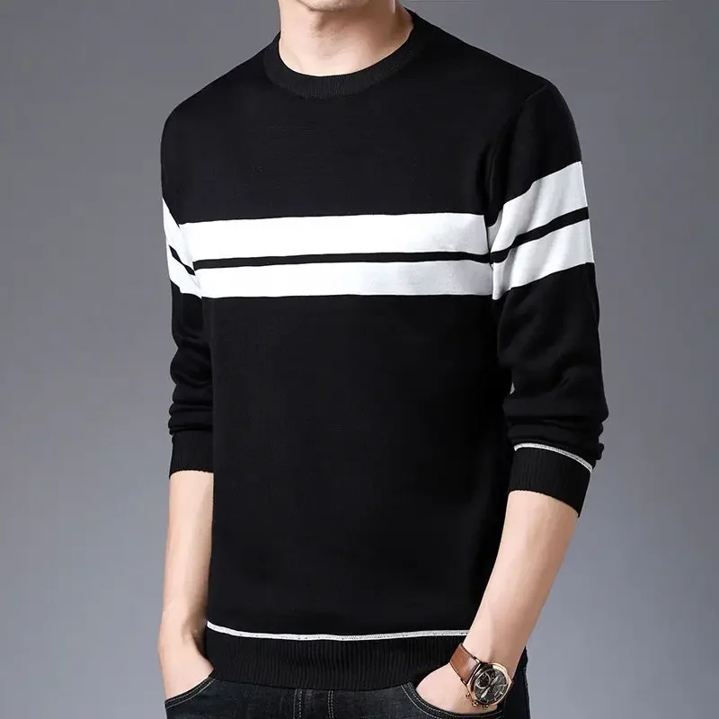 Male Pullover Long Sleeve Sweatshirt Round Neck New Social Bulk High Quality Men's T-shirts Quotes Luxury Tee Elasticity Tshirt