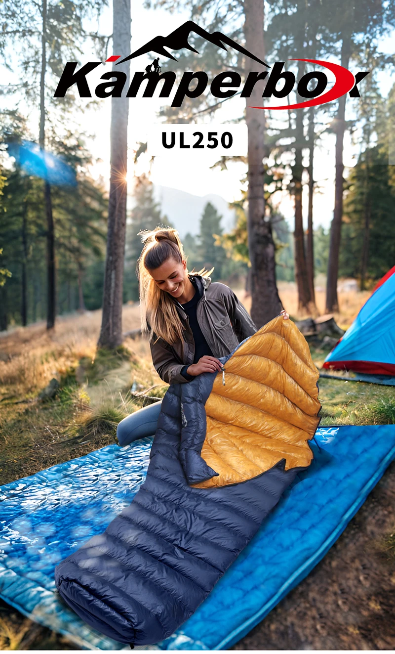 Kamperbox Ultraleichter Daunenschlafsack Camping Outdoor Camping Schlafsack Daunen UL250 – Detail 1