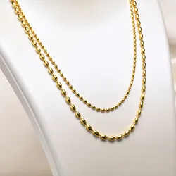 2mm/3mm Oval Beaded Chain Necklace, Ball Beaded Choker for Women Girls Layered Jewelry