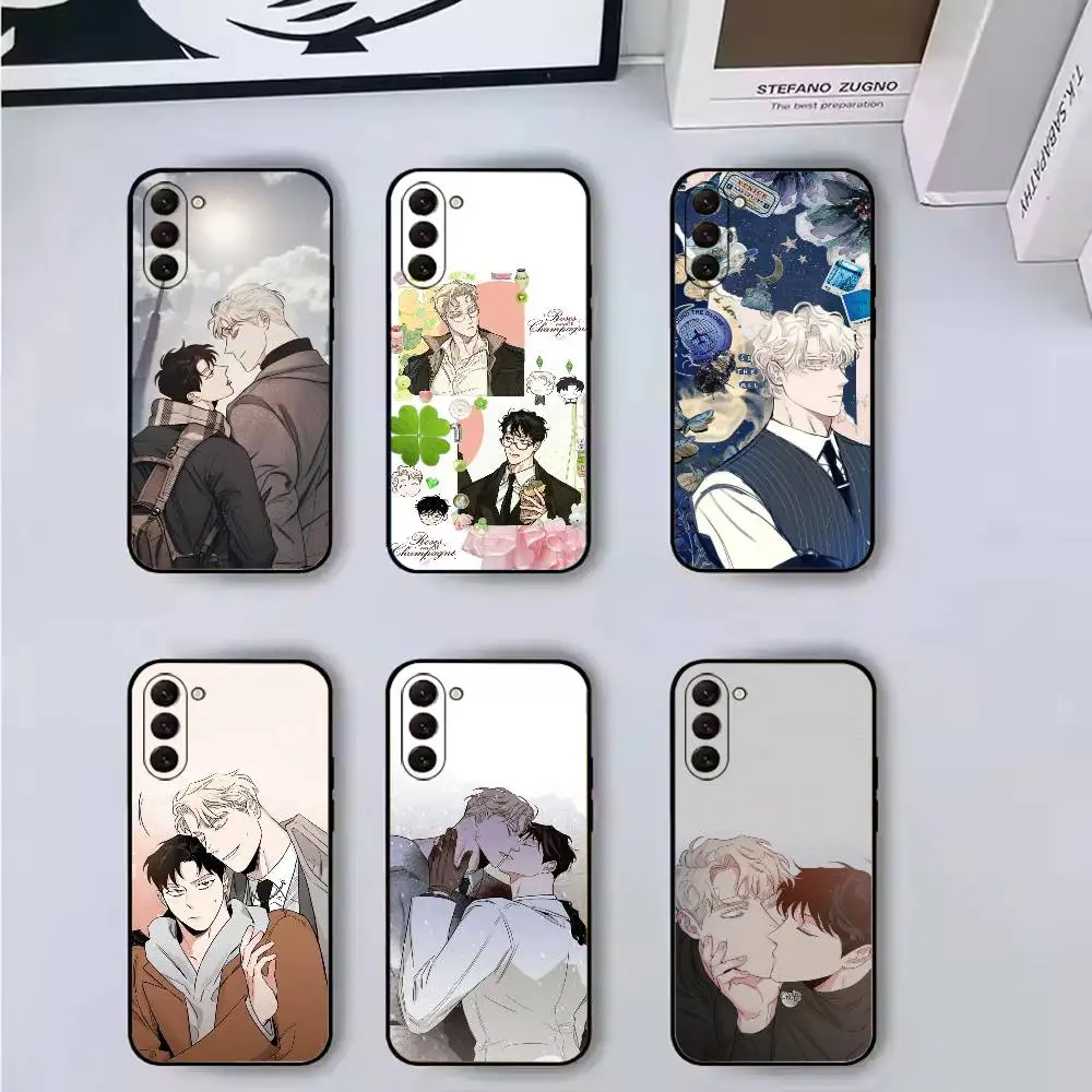 R-Rose A-And Champagne Phone Case For Samsung Galaxy A73,A72,A71,A70,A53,A52,A51,Others Soft Black Cover