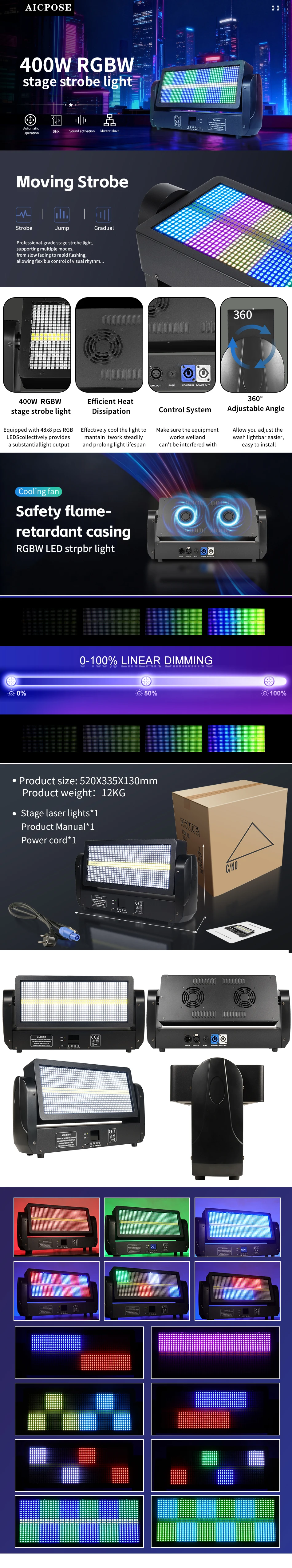 DMX Martin Atomic 12 Segment Moving Head Strobe Licht DMX512 Pferderennen Wash Strobe Bühne Effekt DJ Disco Hochzeit Party – Detail 1