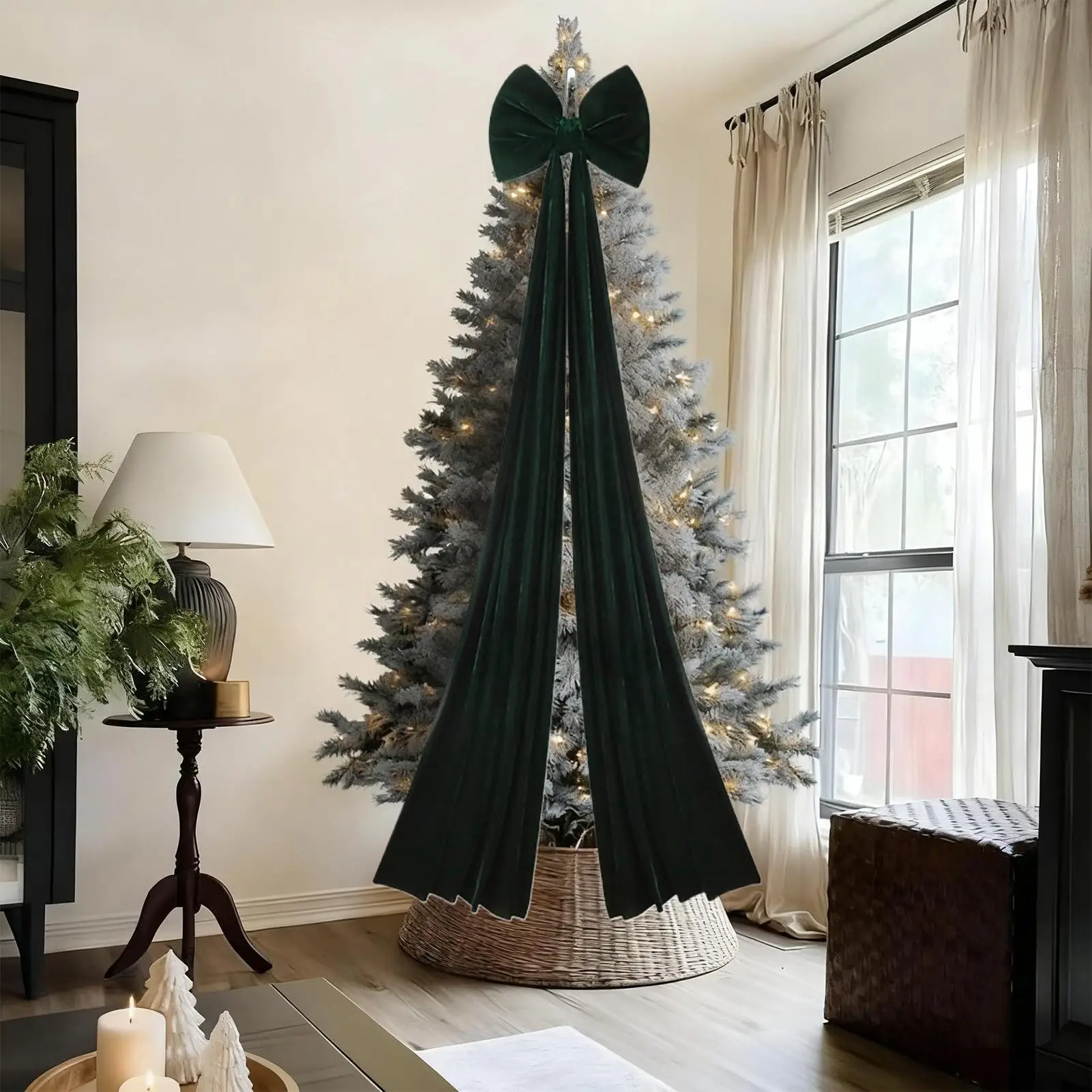 

Christmas Tree Topper Bow Extra Large 6.6 Ft Seasonal Decorations Christmas Big Velvet Bows Decoration For Home Wall Stairs