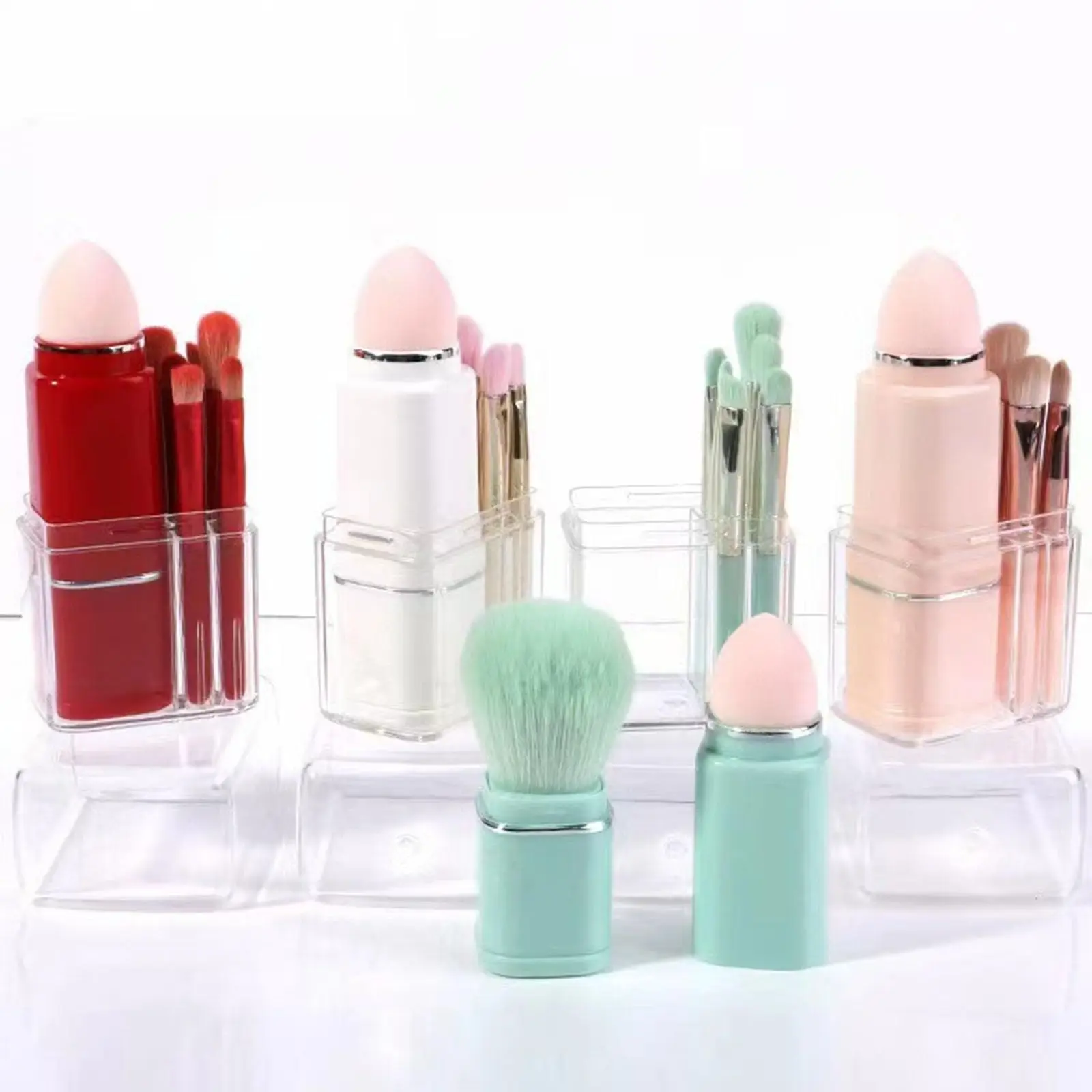 8-delige draagbare oogmake-upborstels met zachte nylon borstelharen Schoonheid Cosmetische accessoires Make-upborstelset