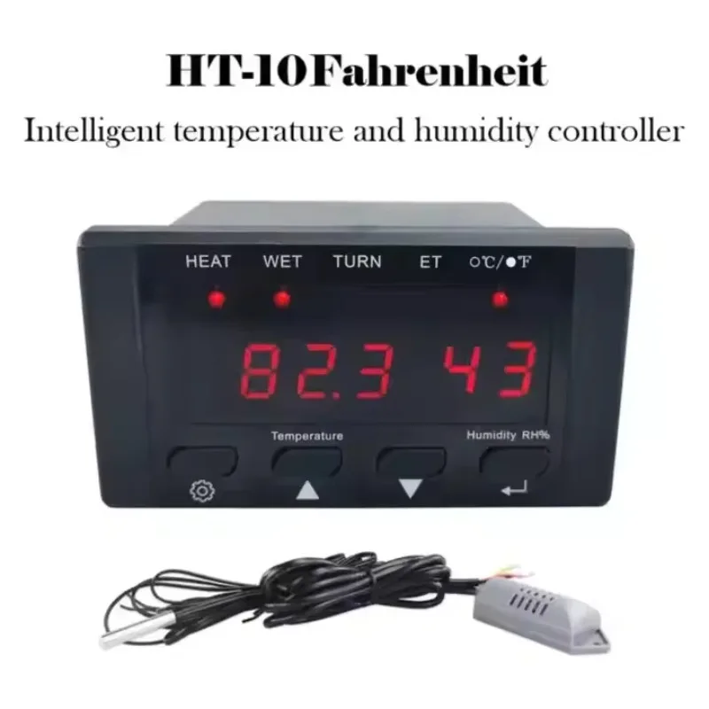 HT-10 Incubator Thermostat Temperature Humidity Controller with Humidification and Heating Sensor 110-220V Hatching Parts
