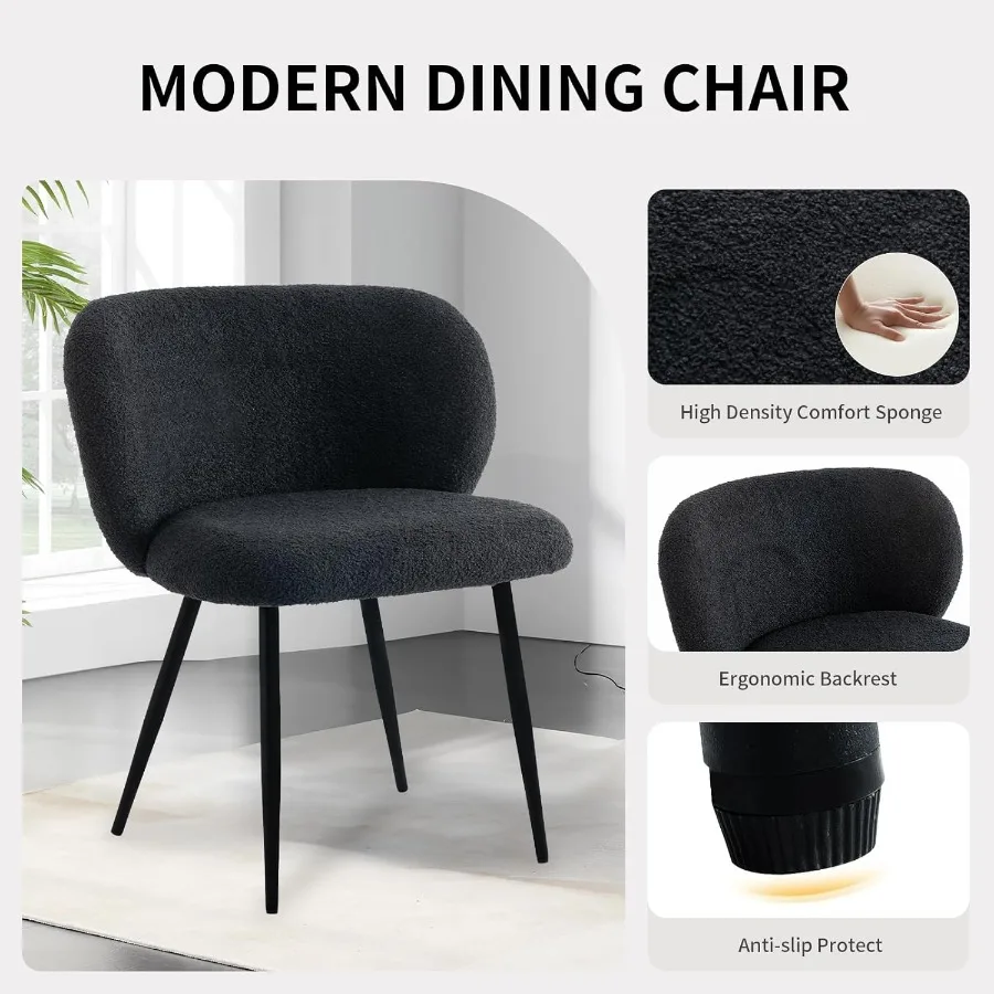 مجموعة كراسي تناول الطعام الحديثة تيدي مكونة من 4 كراسي مريحة للمطبخ بدون ذراع مع وسائد سميكة كرسي مجنح منجد لغرفة الطعام تشا #4