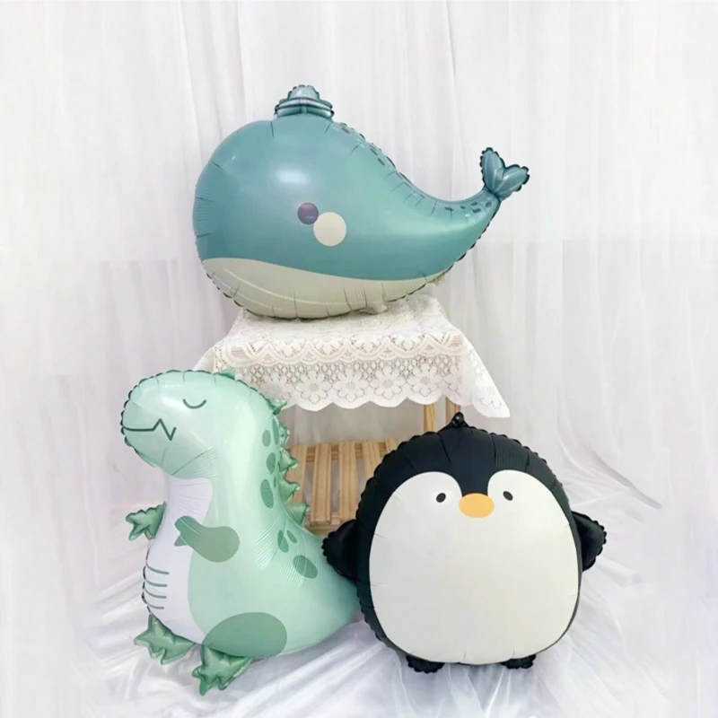 Matte Frosted Cartoon Animal Balloons Whale Dinosaur Penguin Balloon Wedding Happy Birthday Party Decoration Supplies Air Globos