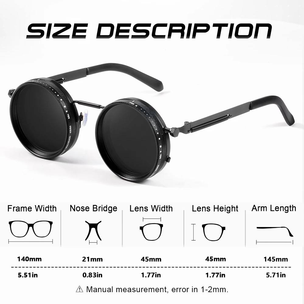 CRIXALIS Adjustable Polarized Sunglasses For Men Classic Vintage Round Fishing Running Outdoor Sun Glasses UV400 Protection