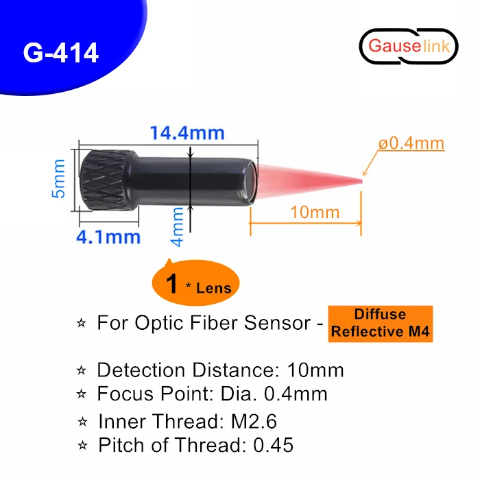 Optischer Fasersensor, Fokuslinse, Spiegel, optisch, M3, M4, M6, für diffuse reflektierende Durchgangsstrahl-Lichtschranke, Gauselink – Detail 14