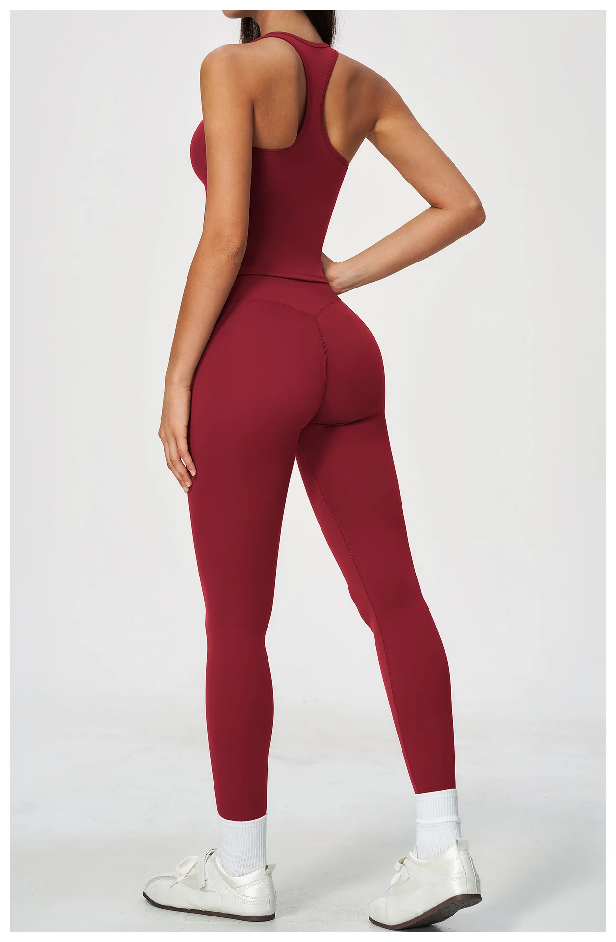 Breathable I Back Yoga Set Solid Color Gym Sports Vest High Waist Leggings Sportswear Cloud Feeling Workout Fitness Running Suit