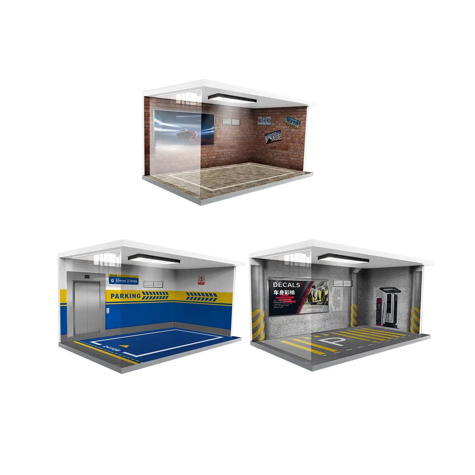 

1/18 Garage Diecast Display Case with Lights for Collection Diecast Car