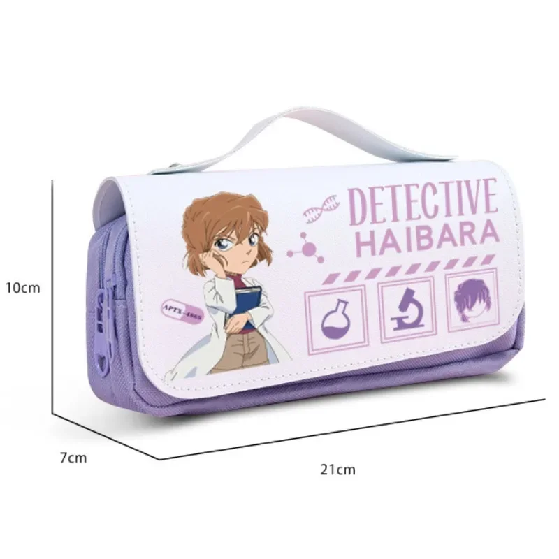 Detective Conan-Saco de canetas para meninos e meninas do ensino primário, estojo de lápis de grande capacidade