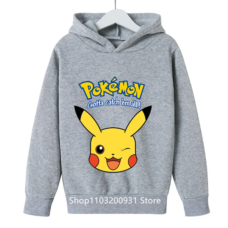 Pokemon Hoodie Kids Fashion Children Baby Boys Clothes Pikachu Sweatshirt Children Tops Girls Clothing Sweater Hot 3-14 Years