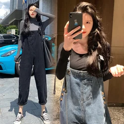 Korean Style Long Loose Pregnant Women Denim Overalls Autumn Plus Size Maternity Jeans Vintage Design Pregnancy Cotton Rompers