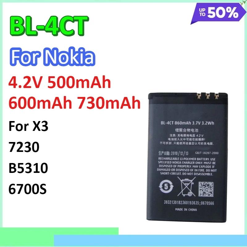 

BL-4CT Lithium Battery for Nokia X3 7230 B5310 6700S Replacement Mobile Phone Battery Mobile Phone Accessories