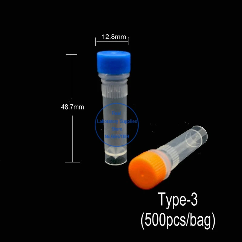 500 개/묶음 1.5ml 플라스틱 냉동 튜브 저온 원심 분리기 튜브 실험실 저온용법 씰 링 포함