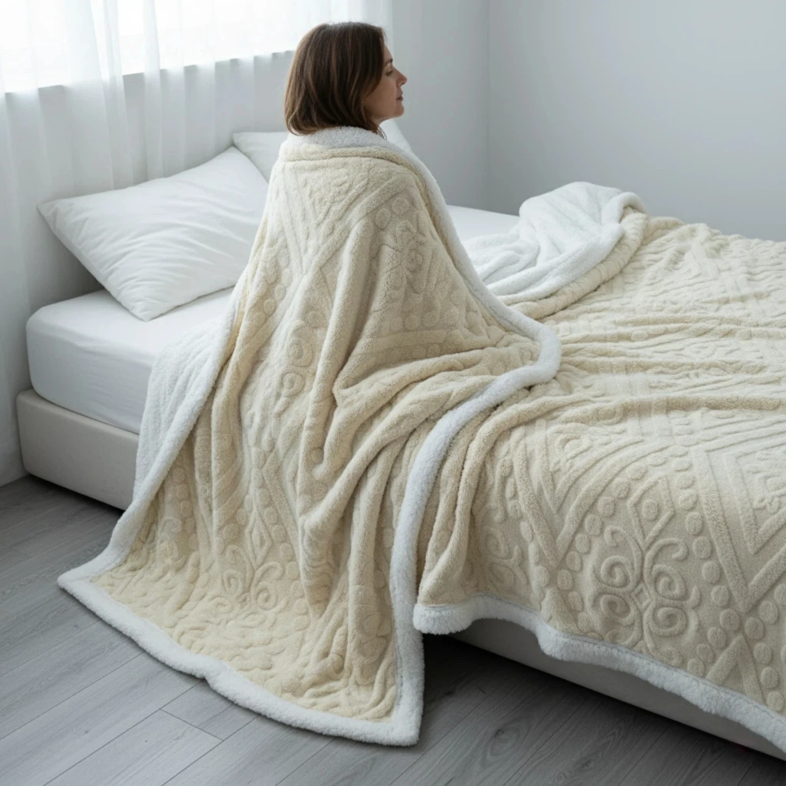 Bed Blankets King Size Queen Full Twin  Thick Warm Fluffy Fleece Cozy Winter Essentials