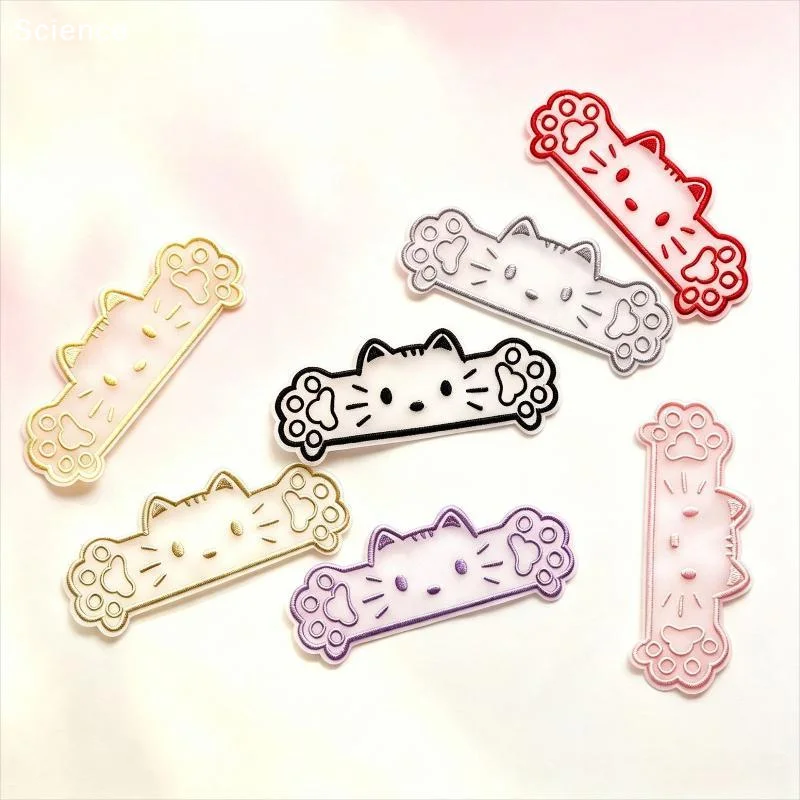 1Pcs White Organza Japanese Style Cartoon Cat Bookmarks Creative Cat Bookmarks For Book Reading School Office Stationery