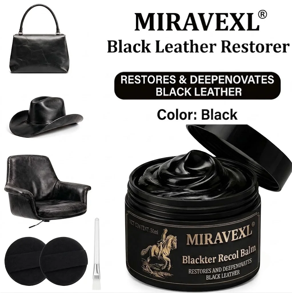 50ml Leather Color Restorer Balm Black Scratch Repair Cream for Car Seats Couch Boots Bags Renewal Kit with Applicator Sponge