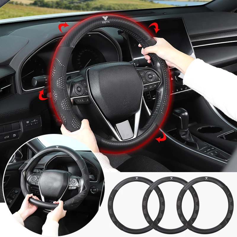 Universal Car Steering Wheel Cover Leather Anti-slip Cover Auto Accessories For NETA V Nezha U Nezha NO1 NETA V
