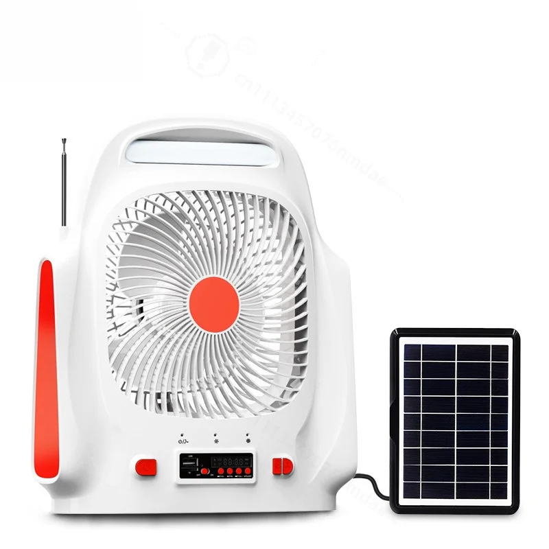 Multifunctional Desktop Solar Fan With Radio USB Charging LED Light Energy Saving Household Table Cooling Fan