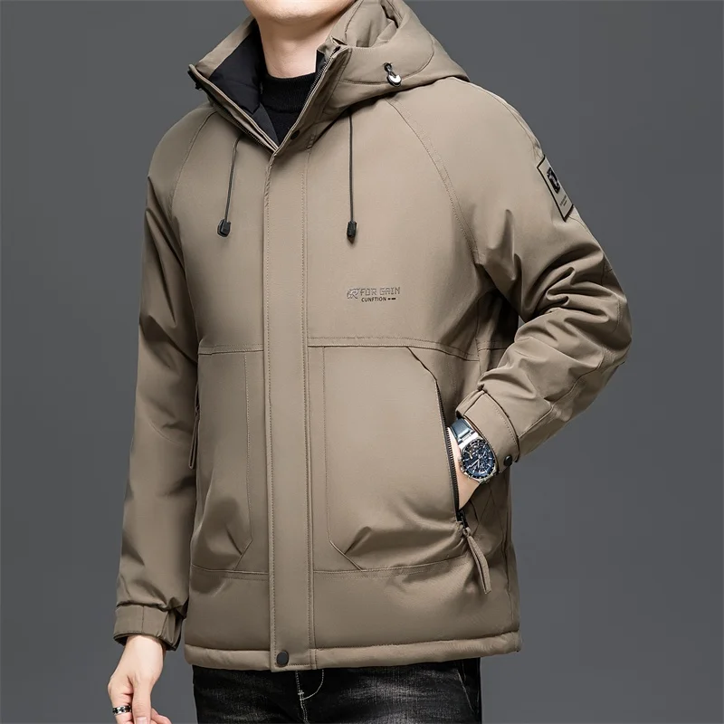 

Men's down Jaet Winter New 2025 White Du Feather Casual Cold Proof Thiened Hood Outdoor Couples Outerwear Polyester Fiber