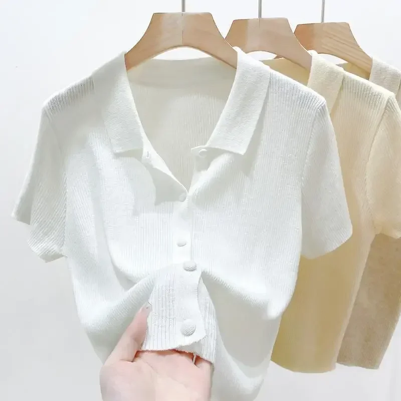 Short-sleeve Shirts Women S-3XL Leisure Summer Basic Solid Elegant Streetwear All-match Simple Daily Harajuku Y2k Popular Tops