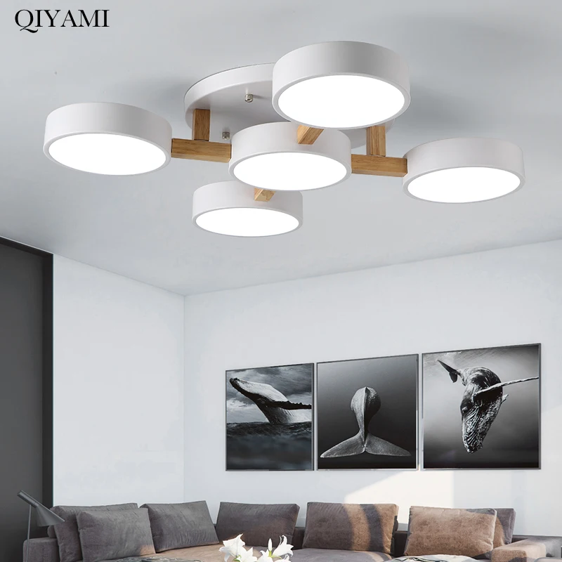 

Nordic Wood LED Chandelier Modern Macaron Lights For Living Room Bedroom Study Home Deco Lamps Indoor Lighting Lustre AC90-260V