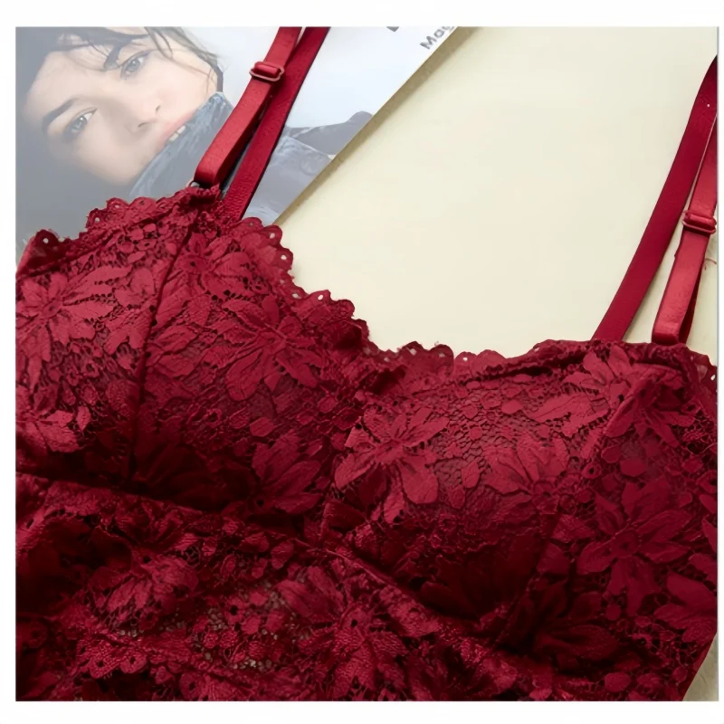 Lace Bra Women Tops  Floral Lace Tanks Top Sexy Lingerie Bralette Wirefree Underwear Adjust Strap Removable Pads Camisoles