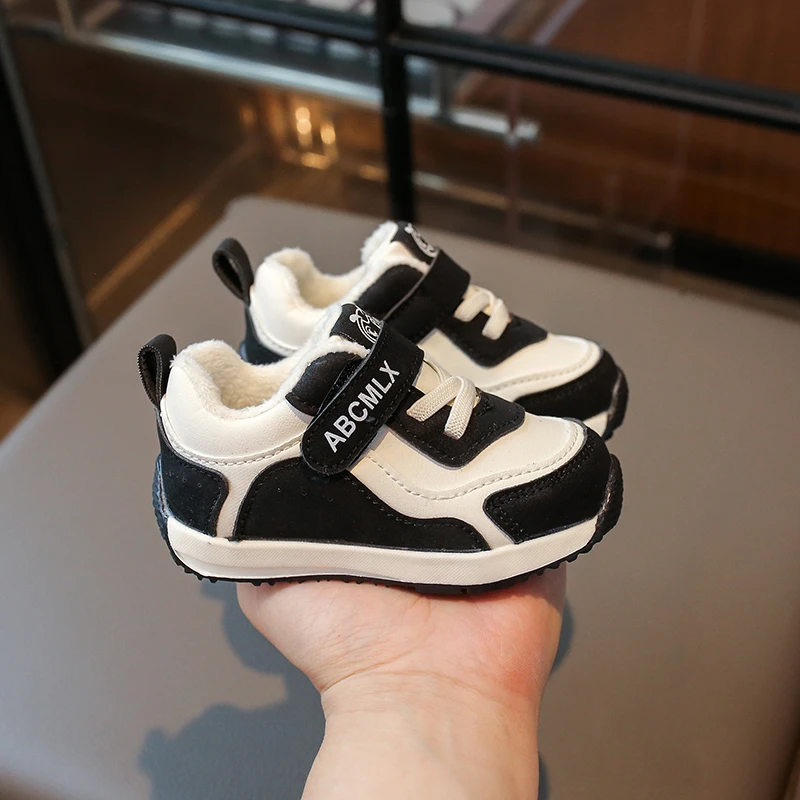 Autum Winter Plush Baby Boots Boys Girl Boots Casual Toddler Warm Running Shoes Soft Sole Toddler Baby School Non-slip Shoes