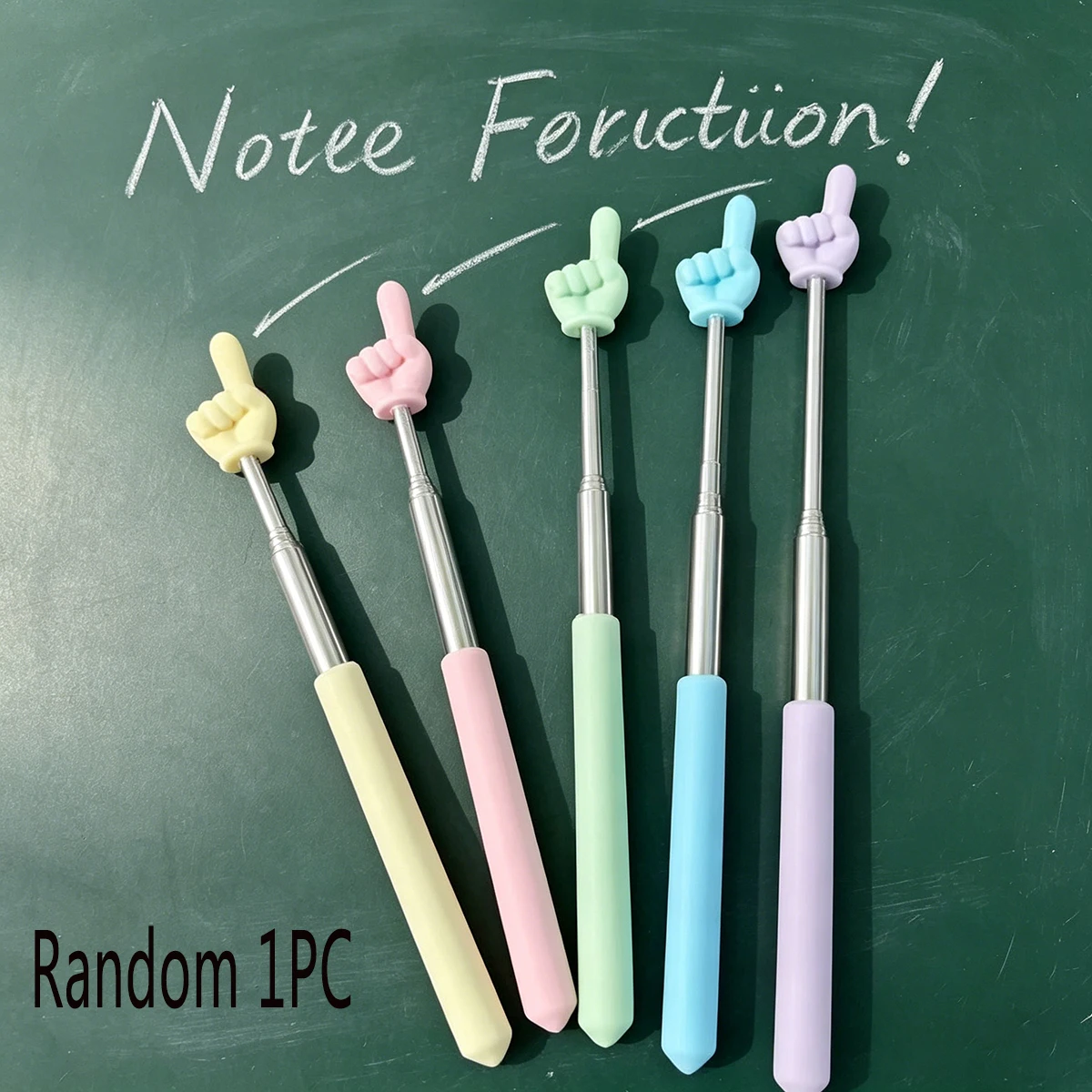 Retractable Teaching Pointer, Silicone Finger Head Telescopic Stick for Teachers Classroom Use