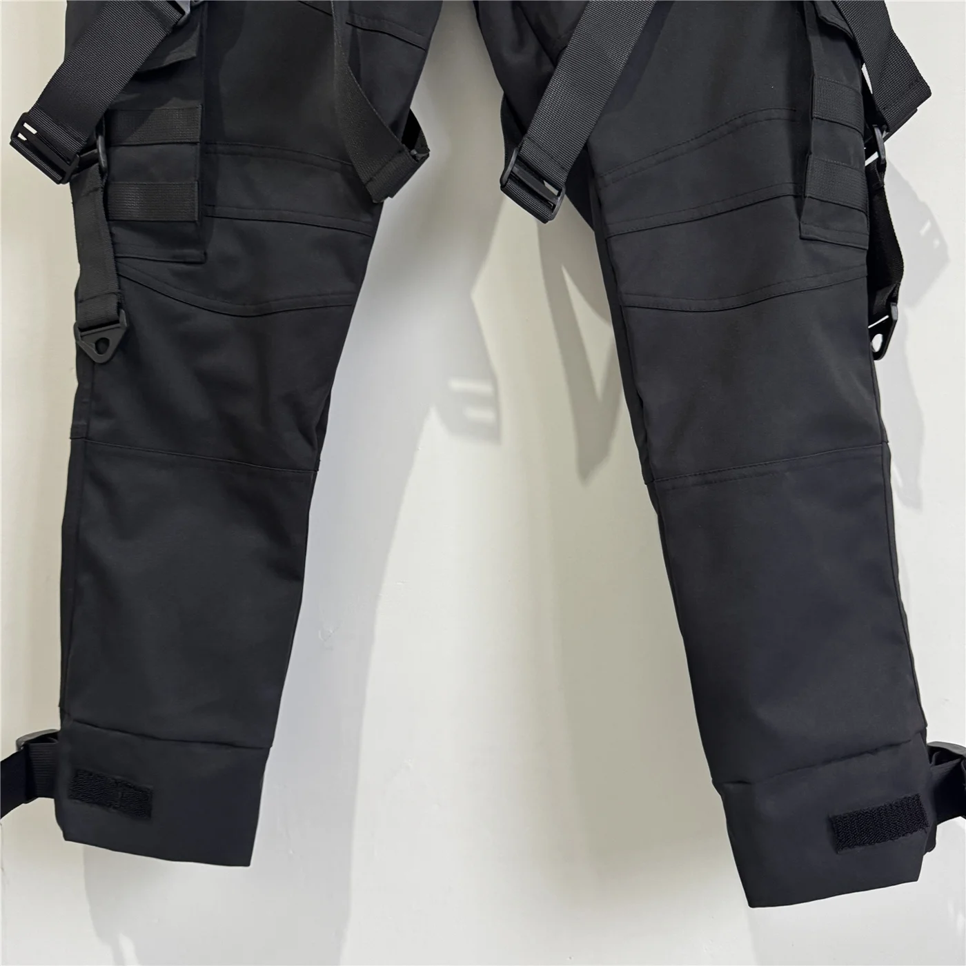 Hip Hop Punk Cargo Pants Man Multi Ribbons Decorative Techwear Pants High Street Tactical Casual Trousers