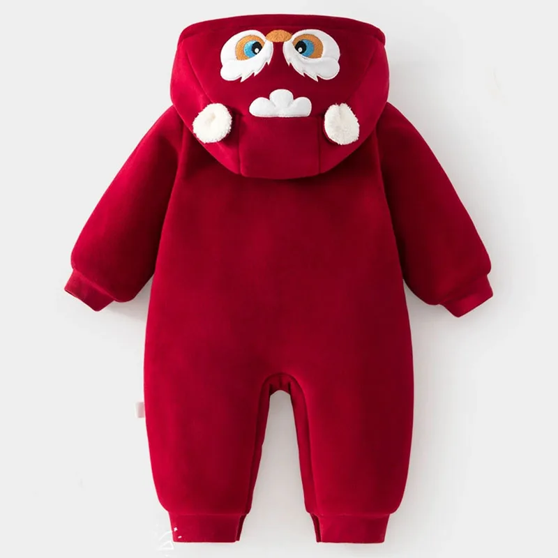 Winter Infant Girls Boy Clothes Chinese New Year Baby Outfit Cartoon Cute Hooded Warm Thicker Romper+Hat Newborn Jumpsuits B340