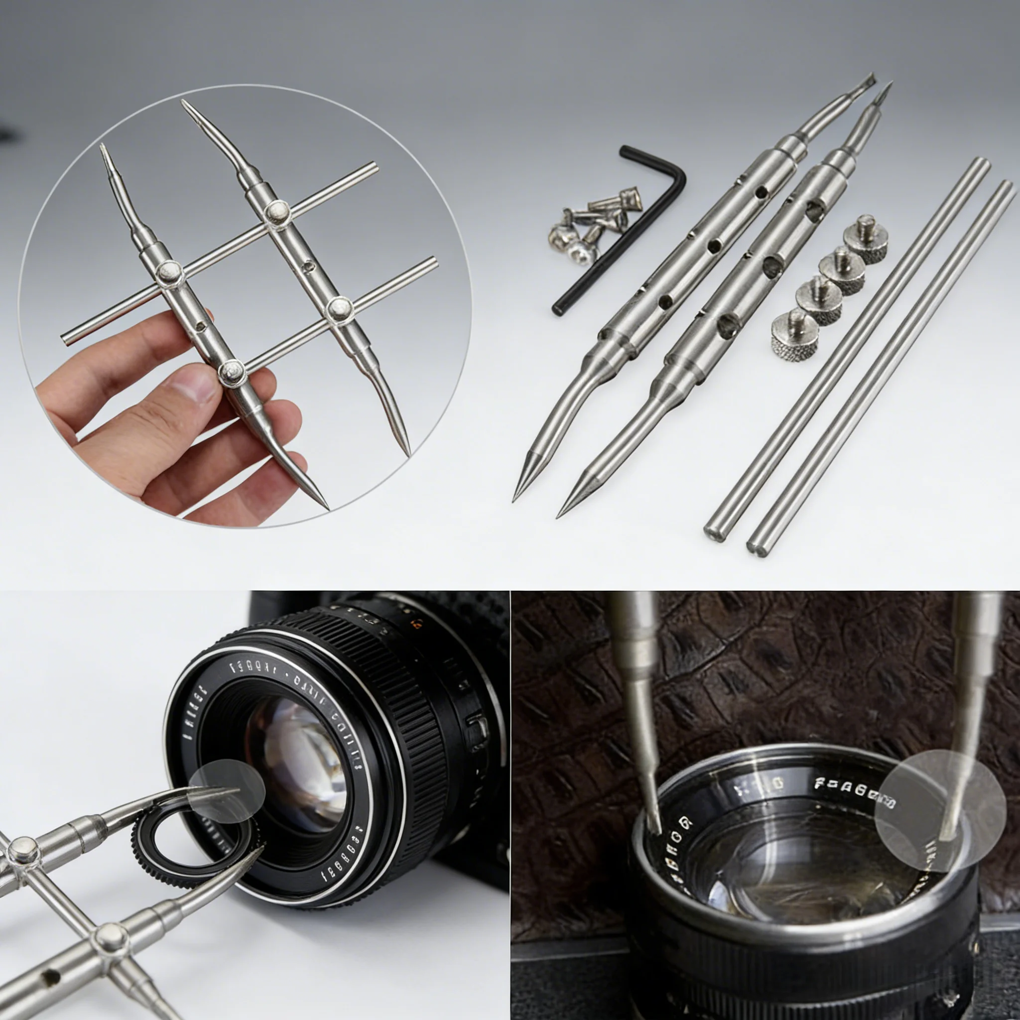 Deep Barrel Camera Lens Removal Tool 25‑130mm Curved Anti‑Slip Stainless Steel Lens Spanner Wrench for Lens Repair