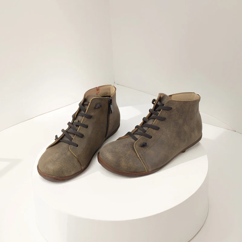 

Зимние ботильоны, женские повседневные удобные мягкие балетки из воловьей кожи, ботинки ручной работы