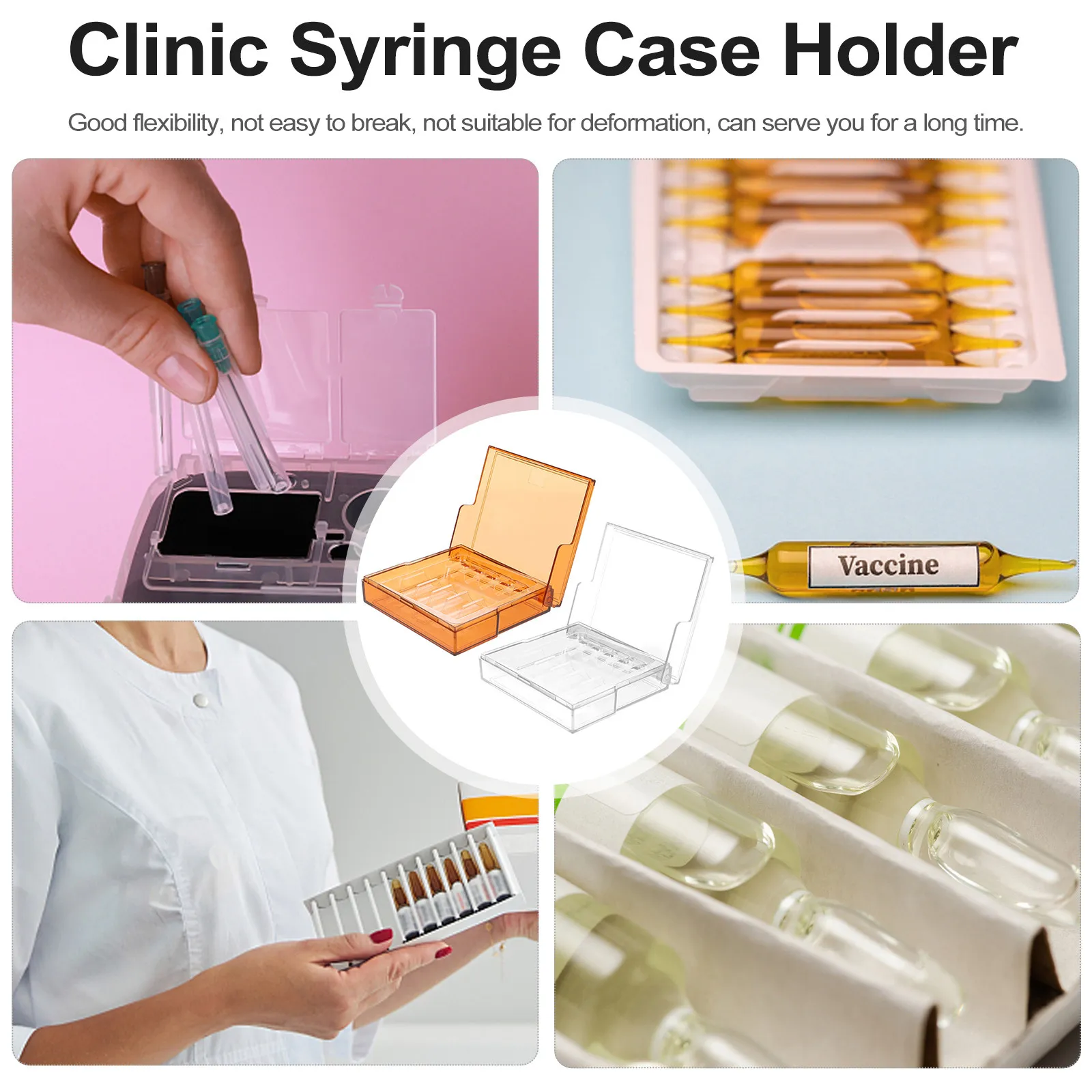 2pcs Injection Case 2Ml Injector Storage Box Light-Proof Plastic Supplies Holder For Hospital Clinic Lab Use Syringe